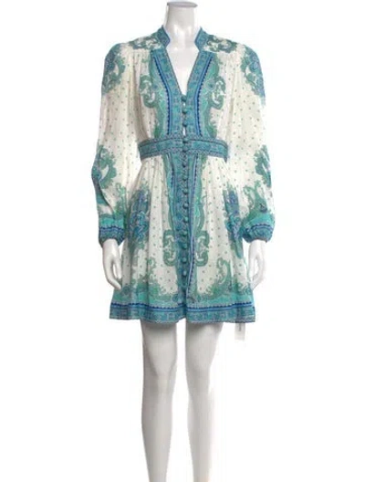 Pre-owned Zimmermann Linen Mini Dress In Blue