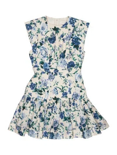 Pre-owned Zimmermann Linen Mini Dress In Blue