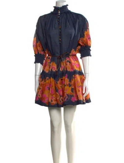 Pre-owned Zimmermann Linen Mini Dress In Blue