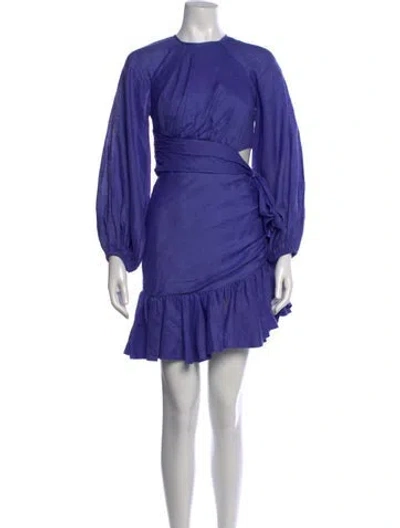 Pre-owned Zimmermann Linen Mini Dress In Blue