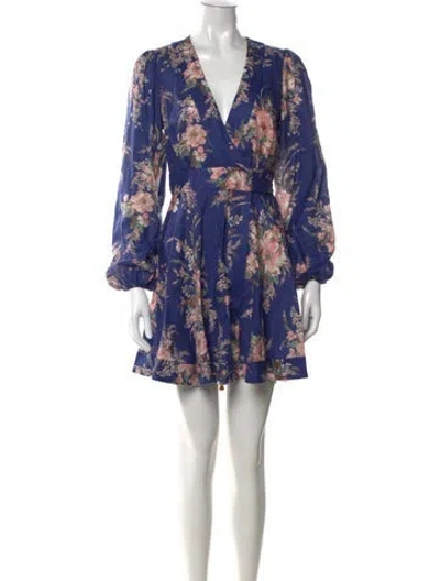Pre-owned Zimmermann Linen Mini Dress In Blue