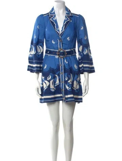 Pre-owned Zimmermann Linen Mini Dress In Blue