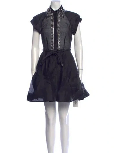 Pre-owned Zimmermann Linen Mini Dress In Blue
