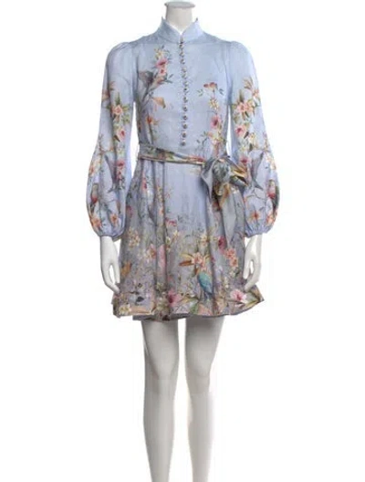 Pre-owned Zimmermann Linen Mini Dress In Blue