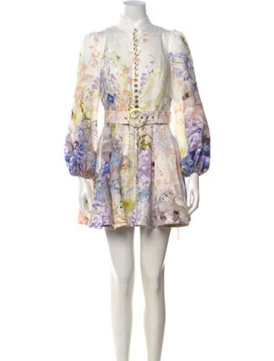 Pre-owned Zimmermann Linen Mini Dress In Blue