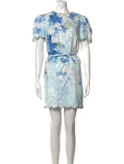Pre-owned Zimmermann Linen Mini Dress In Blue