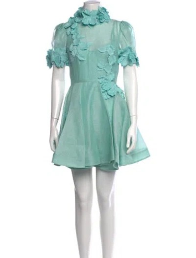 Pre-owned Zimmermann Linen Mini Dress In Blue