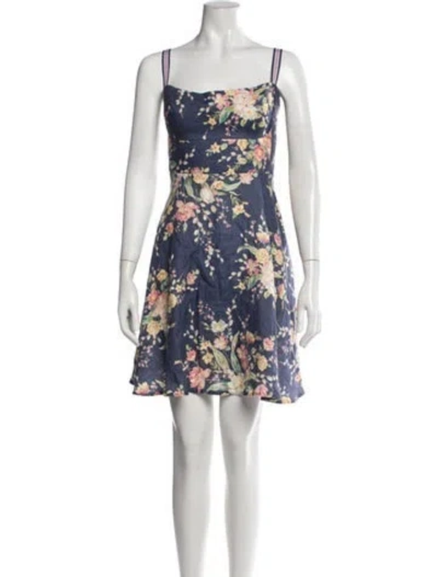 Pre-owned Zimmermann Linen Mini Dress In Blue/green/pink