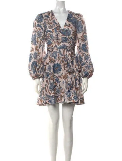 Pre-owned Zimmermann Linen Mini Dress In Blue/pink