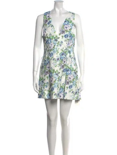 Pre-owned Zimmermann Linen Mini Dress In Blue/white