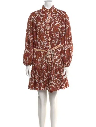 Pre-owned Zimmermann Linen Mini Dress In Brown