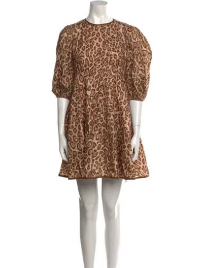 Pre-owned Zimmermann Linen Mini Dress In Brown