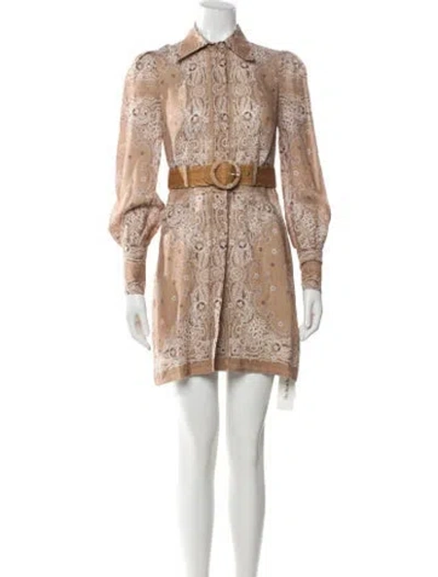 Pre-owned Zimmermann Linen Mini Dress In Brown