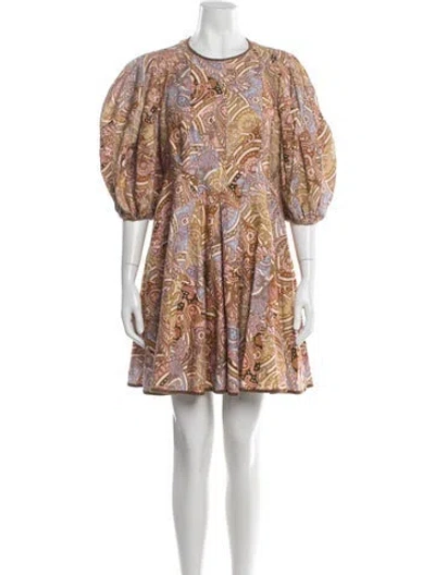 Pre-owned Zimmermann Linen Mini Dress In Brown