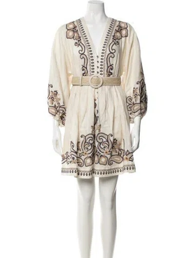 Pre-owned Zimmermann Linen Mini Dress In Brown
