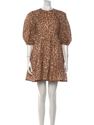Pre-owned Zimmermann Linen Mini Dress In Brown