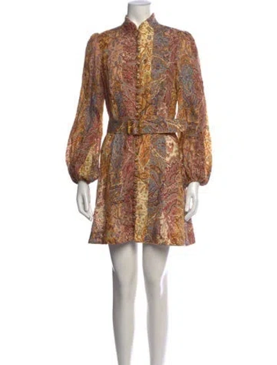 Pre-owned Zimmermann Linen Mini Dress In Brown