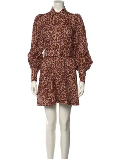 Pre-owned Zimmermann Linen Mini Dress In Burgundy