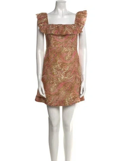 Pre-owned Zimmermann Linen Mini Dress In Gold