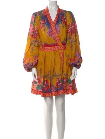 Pre-owned Zimmermann Linen Mini Dress In Gold