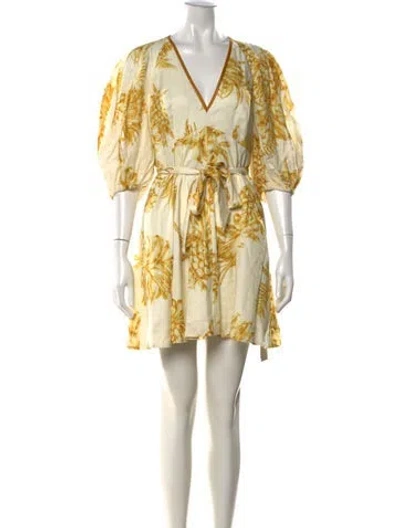 Pre-owned Zimmermann Linen Mini Dress In Gold