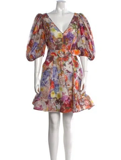 Pre-owned Zimmermann Linen Mini Dress In Gray