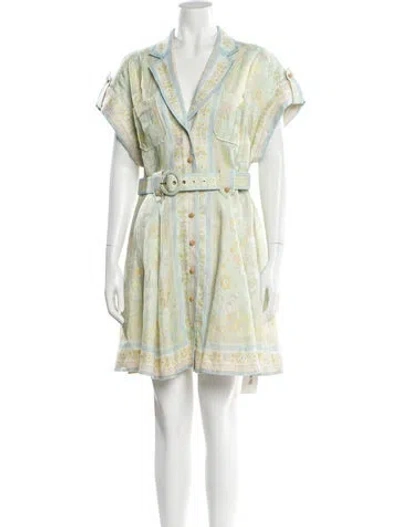 Pre-owned Zimmermann Linen Mini Dress In Green