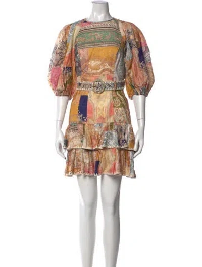 Pre-owned Zimmermann Linen Mini Dress In Green