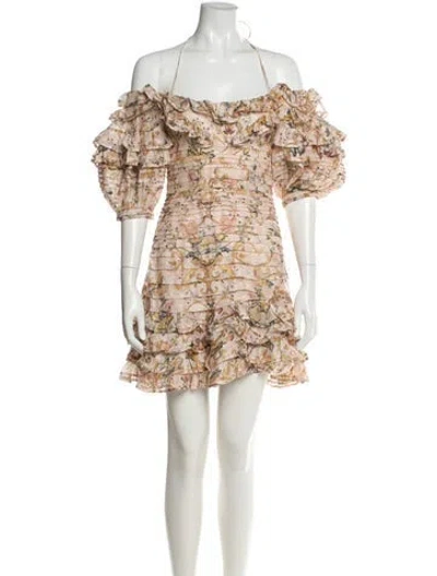 Pre-owned Zimmermann Linen Mini Dress In Green