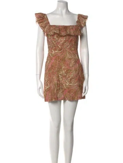 Pre-owned Zimmermann Linen Mini Dress In Green