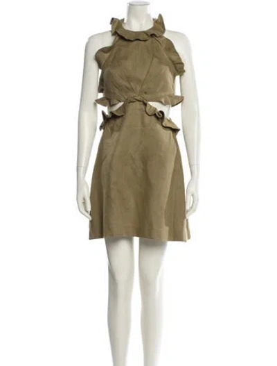 Pre-owned Zimmermann Linen Mini Dress In Green