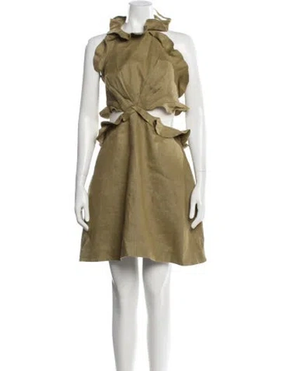 Pre-owned Zimmermann Linen Mini Dress In Green