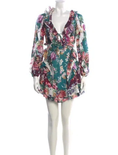 Pre-owned Zimmermann Linen Mini Dress In Green
