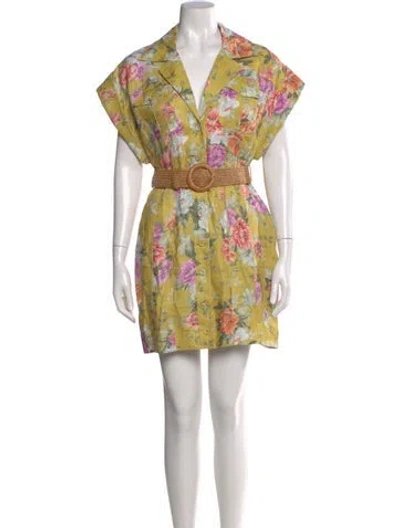 Pre-owned Zimmermann Linen Mini Dress In Green