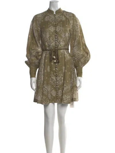 Pre-owned Zimmermann Linen Mini Dress In Green