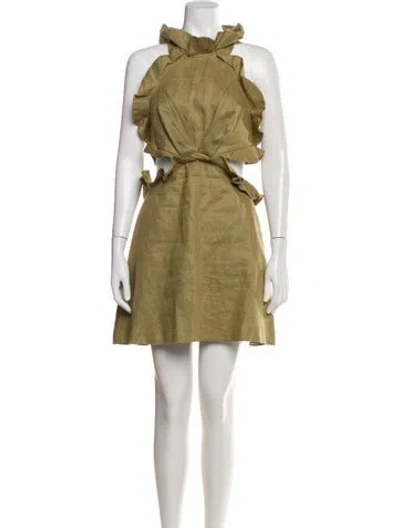 Pre-owned Zimmermann Linen Mini Dress In Green