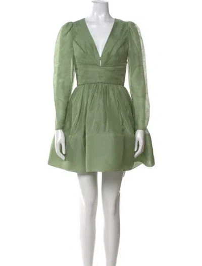Pre-owned Zimmermann Linen Mini Dress In Green
