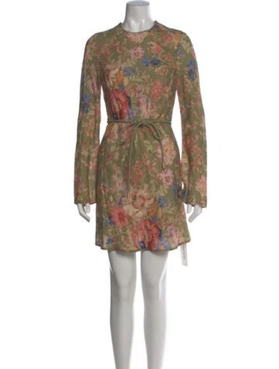 Pre-owned Zimmermann Linen Mini Dress In Green