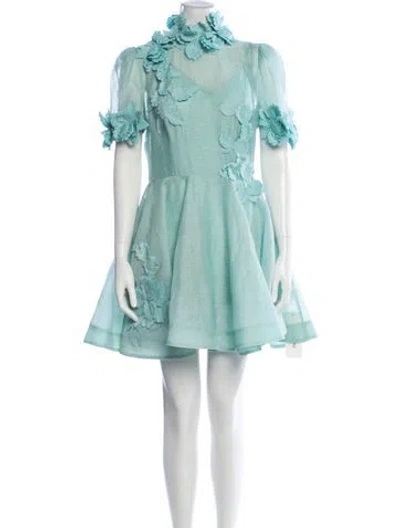 Pre-owned Zimmermann Linen Mini Dress In Green