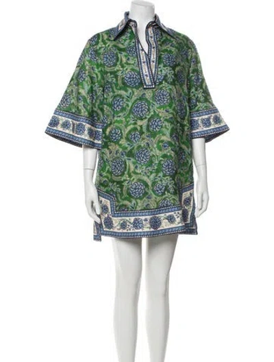 Pre-owned Zimmermann Linen Mini Dress In Green