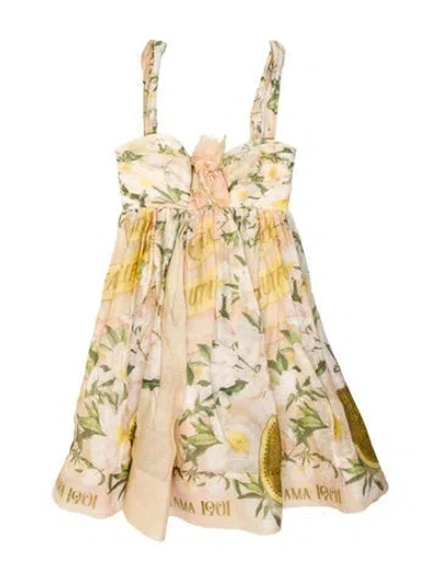 Pre-owned Zimmermann Linen Mini Dress In Green