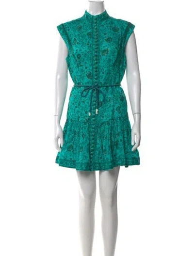 Pre-owned Zimmermann Linen Mini Dress In Green