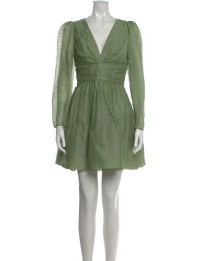 Pre-owned Zimmermann Linen Mini Dress In Green