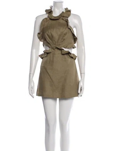 Pre-owned Zimmermann Linen Mini Dress In Green