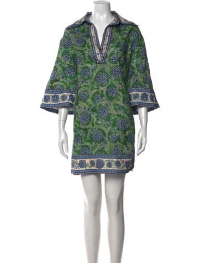 Pre-owned Zimmermann Linen Mini Dress In Green