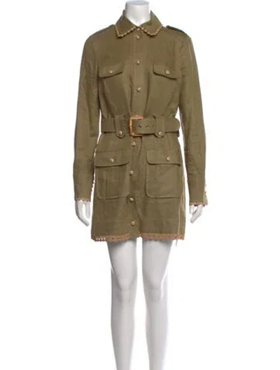 Pre-owned Zimmermann Linen Mini Dress In Green