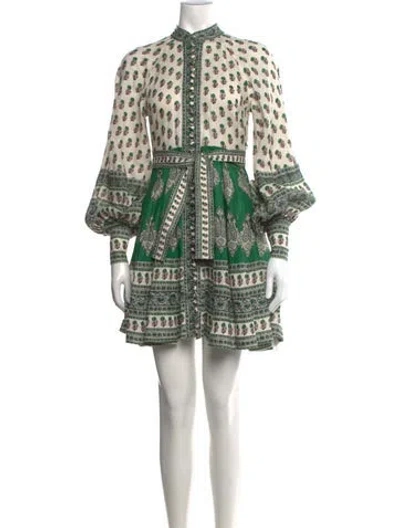Pre-owned Zimmermann Linen Mini Dress In Green