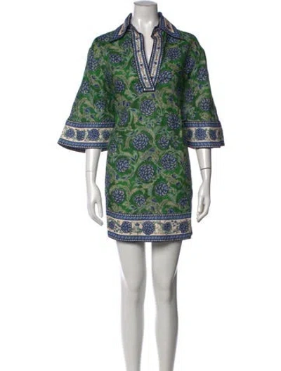 Pre-owned Zimmermann Linen Mini Dress In Green