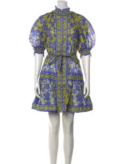 Pre-owned Zimmermann Linen Mini Dress In Green