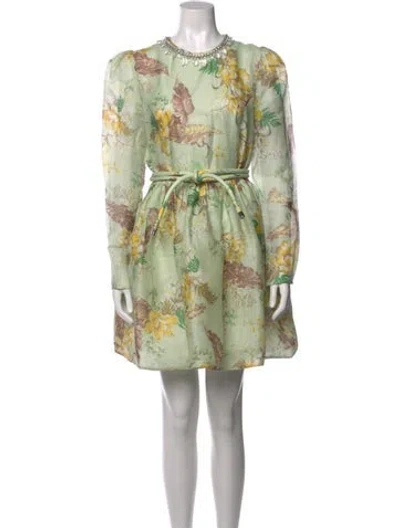 Pre-owned Zimmermann Linen Mini Dress In Green